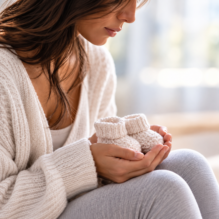 Shot of a young woman looking sad while holding a teddy bear
